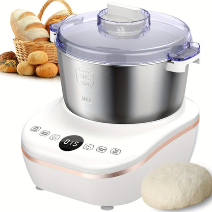 1.85Gal (7.3QT) Household Electric Dough Mixer with Built-In Ferment Proof Function, All-in-One Automatic Bread & Pizza Dough Maker, Food-Grade 304 Stainless Steel Bowl, Smart Microcomputer Timing Control