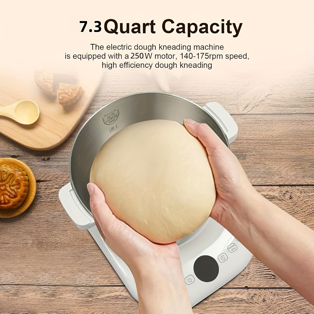 1.85Gal (7.3QT) Household Electric Dough Mixer with Built-In Ferment Proof Function, All-in-One Automatic Bread & Pizza Dough Maker, Food-Grade 304 Stainless Steel Bowl, Smart Microcomputer Timing Control