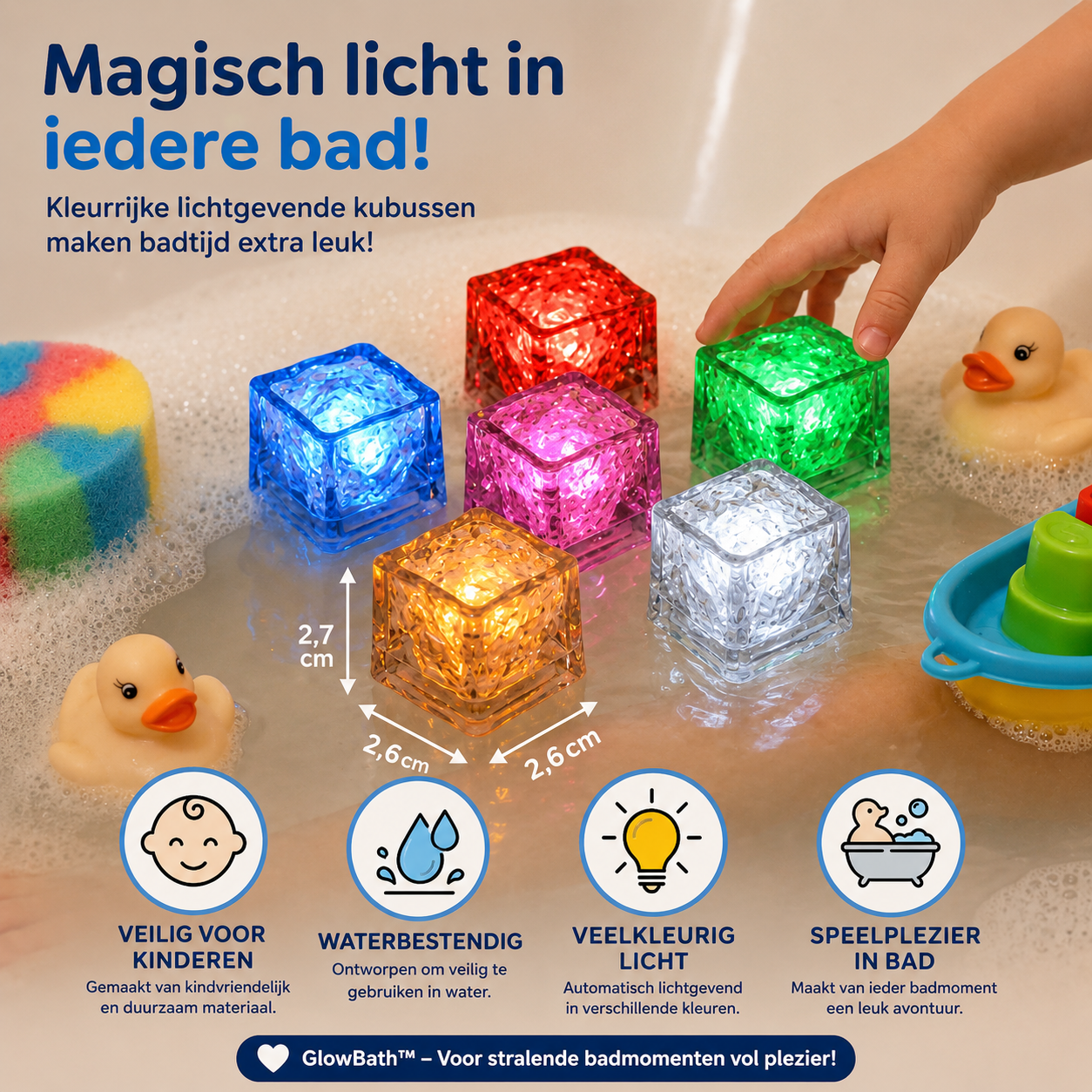 GlowBath™ | Magische lichtkubussen voor in bad