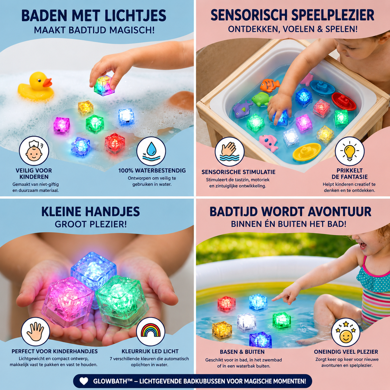 GlowBath™ | Magische lichtkubussen voor in bad